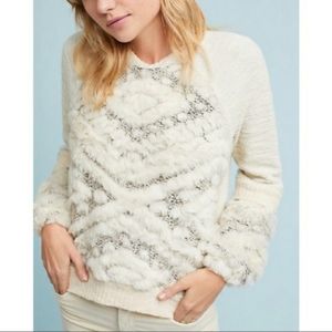 Anthropologie Amadi Calista Faux Fur Sweater NWT